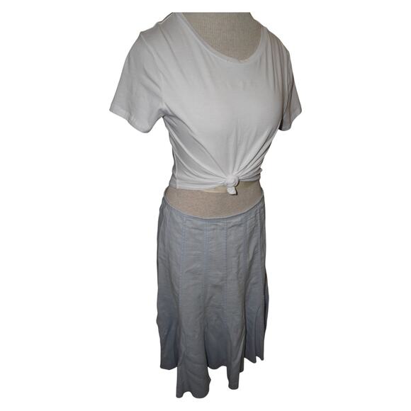 Dalia Collection Light Blue Linen Blend Midi Skirt Size 8 - Picture 2 of 13